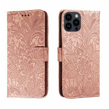 Load image into Gallery viewer, Lace Flower Embossing Flip Leather Phone Case, For iPhone 16, For iPhone 15 Pro Max, For iPhone 15 Pro, For iPhone 15 Plus, For iPhone 15