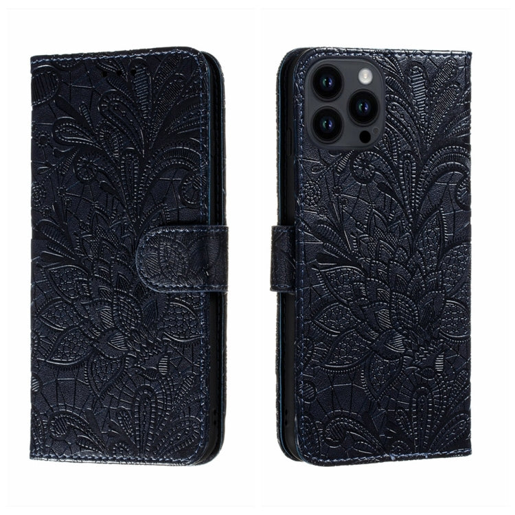 Lace Flower Embossing Flip Leather Phone Case, For iPhone 16, For iPhone 15 Pro Max, For iPhone 15 Pro, For iPhone 15 Plus, For iPhone 15
