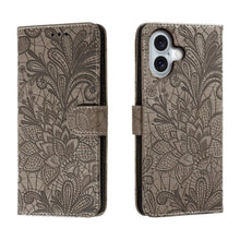 Load image into Gallery viewer, Lace Flower Embossing Flip Leather Phone Case, For iPhone 16, For iPhone 15 Pro Max, For iPhone 15 Pro, For iPhone 15 Plus, For iPhone 15