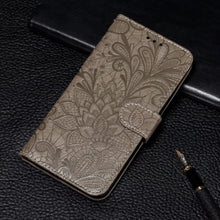 Load image into Gallery viewer, Lace Flower Embossing Flip Leather Phone Case, For iPhone 16, For iPhone 15 Pro Max, For iPhone 15 Pro, For iPhone 15 Plus, For iPhone 15