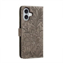 Load image into Gallery viewer, Lace Flower Embossing Flip Leather Phone Case, For iPhone 16, For iPhone 15 Pro Max, For iPhone 15 Pro, For iPhone 15 Plus, For iPhone 15