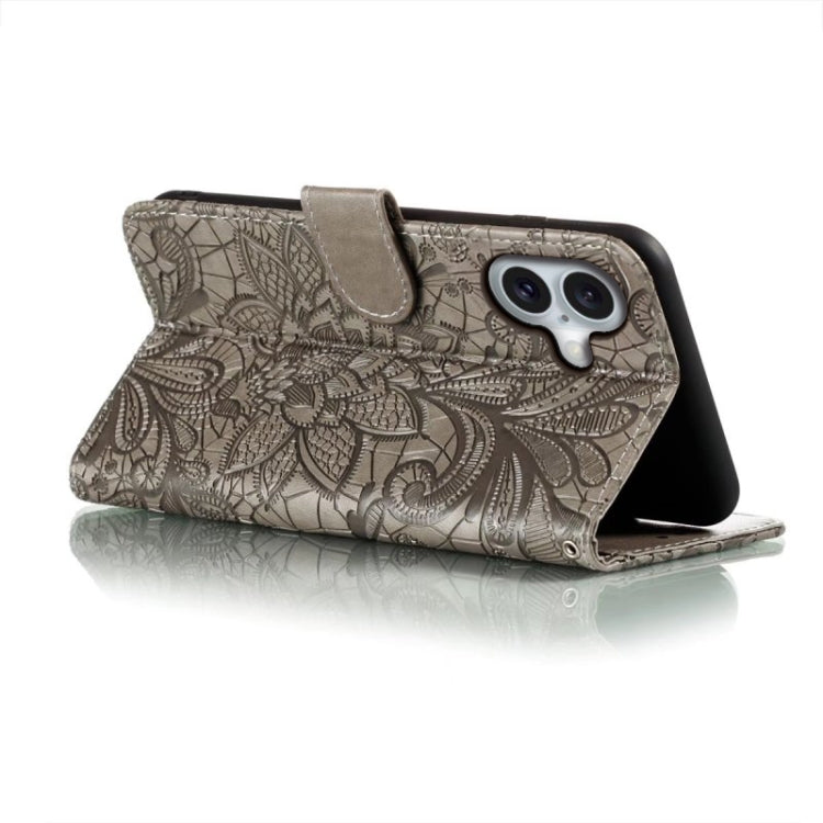 Lace Flower Embossing Flip Leather Phone Case, For iPhone 16, For iPhone 15 Pro Max, For iPhone 15 Pro, For iPhone 15 Plus, For iPhone 15