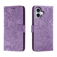 Load image into Gallery viewer, Lace Flower Embossing Flip Leather Phone Case, For iPhone 16, For iPhone 15 Pro Max, For iPhone 15 Pro, For iPhone 15 Plus, For iPhone 15