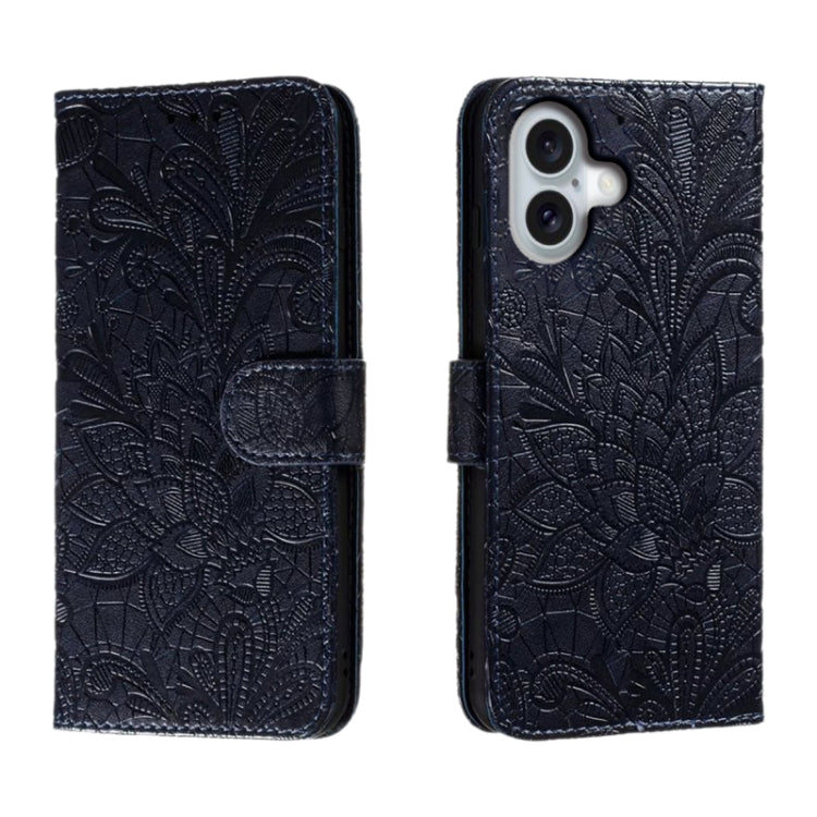 Lace Flower Embossing Flip Leather Phone Case, For iPhone 16, For iPhone 15 Pro Max, For iPhone 15 Pro, For iPhone 15 Plus, For iPhone 15