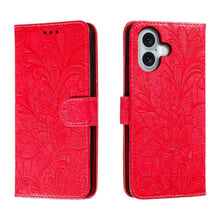 Load image into Gallery viewer, Lace Flower Embossing Flip Leather Phone Case, For iPhone 16, For iPhone 15 Pro Max, For iPhone 15 Pro, For iPhone 15 Plus, For iPhone 15
