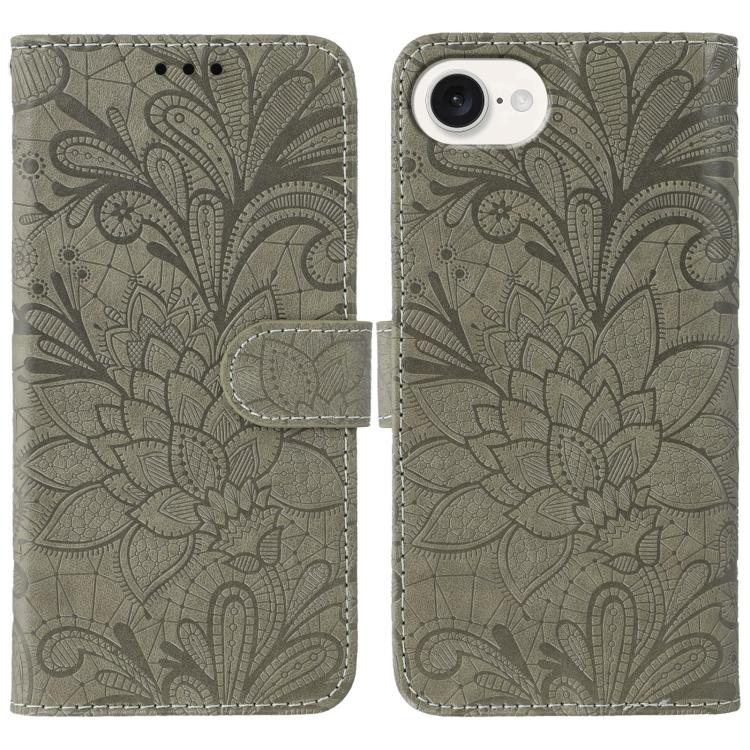 Lace Flower Embossing Flip Leather Phone Case, For iPhone 18 Pro / 17 Pro, For iPhone 18 Pro Max / 17 Pro Max, For iPhone 17e / 16e, For iPhone 17, For iPhone Air, For iPhone 16 Pro Max, For iPhone 16 Pro, For iPhone 16 Plus
