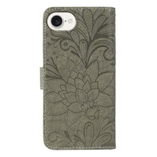 Load image into Gallery viewer, Lace Flower Embossing Flip Leather Phone Case, For iPhone 17e / 16e, For iPhone 17 Pro Max, For iPhone 17 Pro, For iPhone 17, For iPhone Air, For iPhone 16 Pro Max, For iPhone 16 Pro, For iPhone 16 Plus