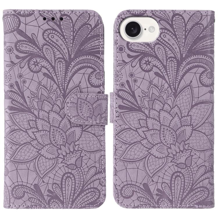 Lace Flower Embossing Flip Leather Phone Case, For iPhone 18 Pro / 17 Pro, For iPhone 18 Pro Max / 17 Pro Max, For iPhone 17e / 16e, For iPhone 17, For iPhone Air, For iPhone 16 Pro Max, For iPhone 16 Pro, For iPhone 16 Plus