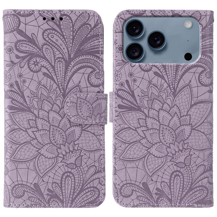 Lace Flower Embossing Flip Leather Phone Case, For iPhone 18 Pro / 17 Pro, For iPhone 18 Pro Max / 17 Pro Max, For iPhone 17e / 16e, For iPhone 17, For iPhone Air, For iPhone 16 Pro Max, For iPhone 16 Pro, For iPhone 16 Plus