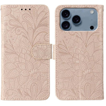 Load image into Gallery viewer, Lace Flower Embossing Flip Leather Phone Case, For iPhone 18 Pro / 17 Pro, For iPhone 18 Pro Max / 17 Pro Max, For iPhone 17e / 16e, For iPhone 17, For iPhone Air, For iPhone 16 Pro Max, For iPhone 16 Pro, For iPhone 16 Plus