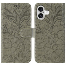 Load image into Gallery viewer, Lace Flower Embossing Flip Leather Phone Case, For iPhone 18 Pro / 17 Pro, For iPhone 18 Pro Max / 17 Pro Max, For iPhone 17e / 16e, For iPhone 17, For iPhone Air, For iPhone 16 Pro Max, For iPhone 16 Pro, For iPhone 16 Plus