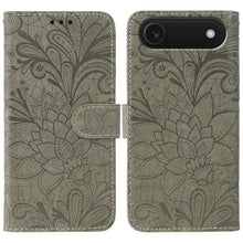 Load image into Gallery viewer, Lace Flower Embossing Flip Leather Phone Case, For iPhone 17e / 16e, For iPhone 17 Pro Max, For iPhone 17 Pro, For iPhone 17, For iPhone Air, For iPhone 16 Pro Max, For iPhone 16 Pro, For iPhone 16 Plus