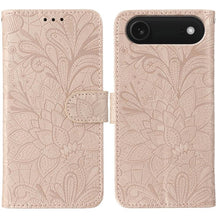 Load image into Gallery viewer, Lace Flower Embossing Flip Leather Phone Case, For iPhone 17e / 16e, For iPhone 17 Pro Max, For iPhone 17 Pro, For iPhone 17, For iPhone Air, For iPhone 16 Pro Max, For iPhone 16 Pro, For iPhone 16 Plus