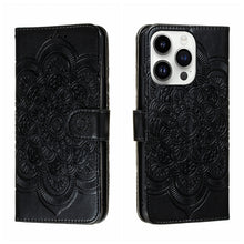 Load image into Gallery viewer, Sun Mandala Embossing Leather Phone Case, For iPhone 16e / 17e, For iPhone 17 Pro Max, For iPhone 17 Pro, For iPhone 17, For iPhone Air, For iPhone 15 Pro Max