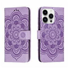 Load image into Gallery viewer, Sun Mandala Embossing Leather Phone Case, For iPhone 16e / 17e, For iPhone 17 Pro Max, For iPhone 17 Pro, For iPhone 17, For iPhone Air, For iPhone 15 Pro Max