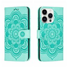 Load image into Gallery viewer, Sun Mandala Embossing Leather Phone Case, For iPhone 16e / 17e, For iPhone 17 Pro Max, For iPhone 17 Pro, For iPhone 17, For iPhone Air, For iPhone 15 Pro Max