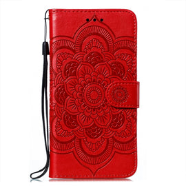 Sun Mandala Embossing Leather Phone Case, For iPhone 15 Pro, For iPhone 15 Plus, For iPhone 15