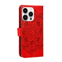 Load image into Gallery viewer, Sun Mandala Embossing Leather Phone Case, For iPhone 15 Pro, For iPhone 15 Plus, For iPhone 15