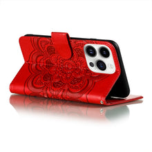 Load image into Gallery viewer, Sun Mandala Embossing Leather Phone Case, For iPhone 15 Pro, For iPhone 15 Plus, For iPhone 15