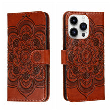 Load image into Gallery viewer, Sun Mandala Embossing Leather Phone Case, For iPhone 15 Pro, For iPhone 15 Plus, For iPhone 15