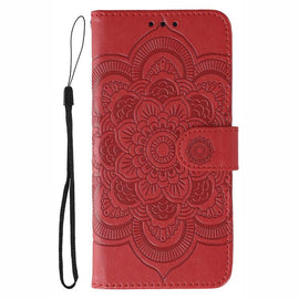 Sun Mandala Embossing Leather Phone Case, For iPhone 16e / 17e, For iPhone 17 Pro Max, For iPhone 17 Pro, For iPhone 17, For iPhone Air, For iPhone 15 Pro Max