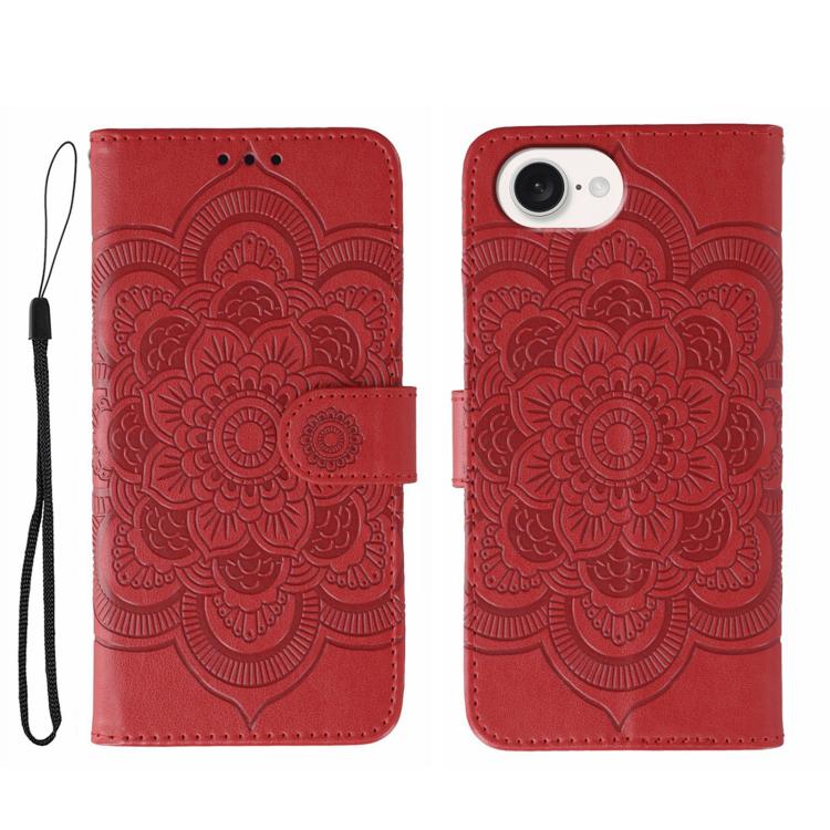 Sun Mandala Embossing Leather Phone Case, For iPhone 18 Pro / 17 Pro, For iPhone 18 Pro Max / 17 Pro Max, For iPhone 16e / 17e, For iPhone 17, For iPhone Air, For iPhone 15 Pro Max