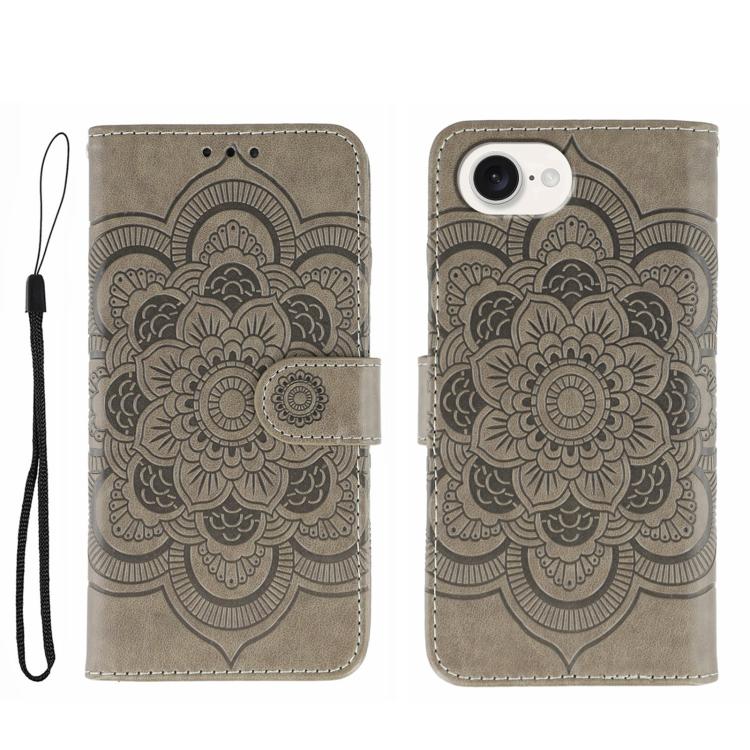 Sun Mandala Embossing Leather Phone Case, For iPhone 18 Pro / 17 Pro, For iPhone 18 Pro Max / 17 Pro Max, For iPhone 16e / 17e, For iPhone 17, For iPhone Air, For iPhone 15 Pro Max
