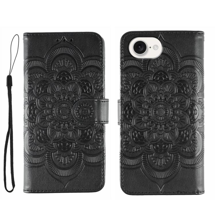 Sun Mandala Embossing Leather Phone Case, For iPhone 18 Pro / 17 Pro, For iPhone 18 Pro Max / 17 Pro Max, For iPhone 16e / 17e, For iPhone 17, For iPhone Air, For iPhone 15 Pro Max
