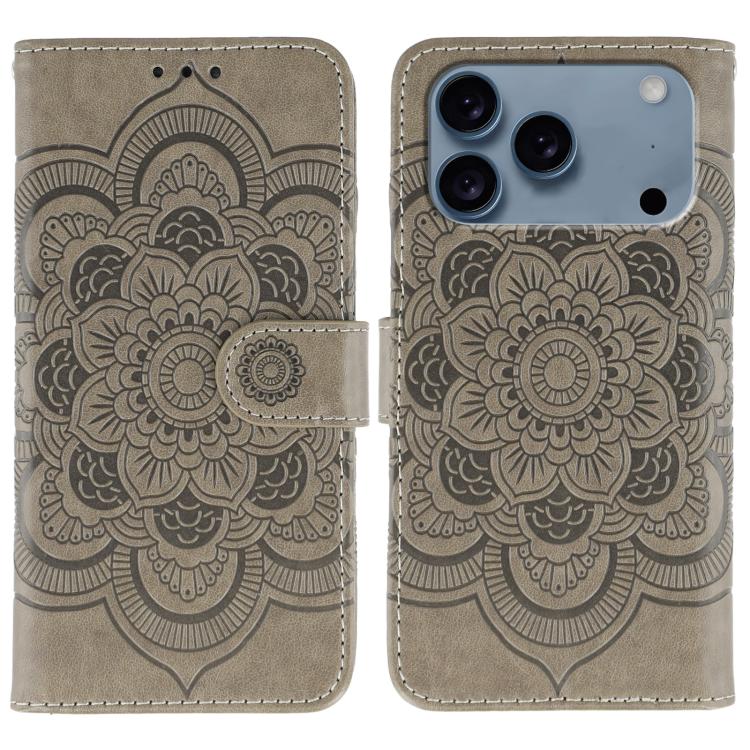 Sun Mandala Embossing Leather Phone Case, For iPhone 18 Pro / 17 Pro, For iPhone 18 Pro Max / 17 Pro Max, For iPhone 16e / 17e, For iPhone 17, For iPhone Air, For iPhone 15 Pro Max