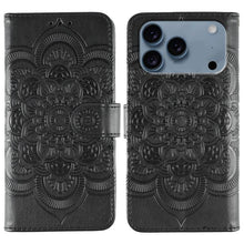 Load image into Gallery viewer, Sun Mandala Embossing Leather Phone Case, For iPhone 18 Pro / 17 Pro, For iPhone 18 Pro Max / 17 Pro Max, For iPhone 16e / 17e, For iPhone 17, For iPhone Air, For iPhone 15 Pro Max