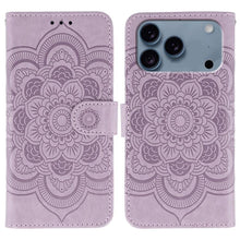 Load image into Gallery viewer, Sun Mandala Embossing Leather Phone Case, For iPhone 18 Pro / 17 Pro, For iPhone 18 Pro Max / 17 Pro Max, For iPhone 16e / 17e, For iPhone 17, For iPhone Air, For iPhone 15 Pro Max