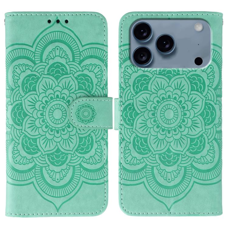 Sun Mandala Embossing Leather Phone Case, For iPhone 18 Pro / 17 Pro, For iPhone 18 Pro Max / 17 Pro Max, For iPhone 16e / 17e, For iPhone 17, For iPhone Air, For iPhone 15 Pro Max