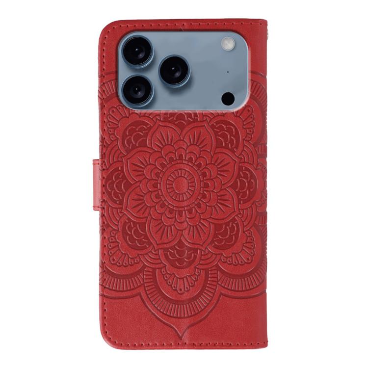 Sun Mandala Embossing Leather Phone Case, For iPhone 18 Pro / 17 Pro, For iPhone 18 Pro Max / 17 Pro Max, For iPhone 16e / 17e, For iPhone 17, For iPhone Air, For iPhone 15 Pro Max