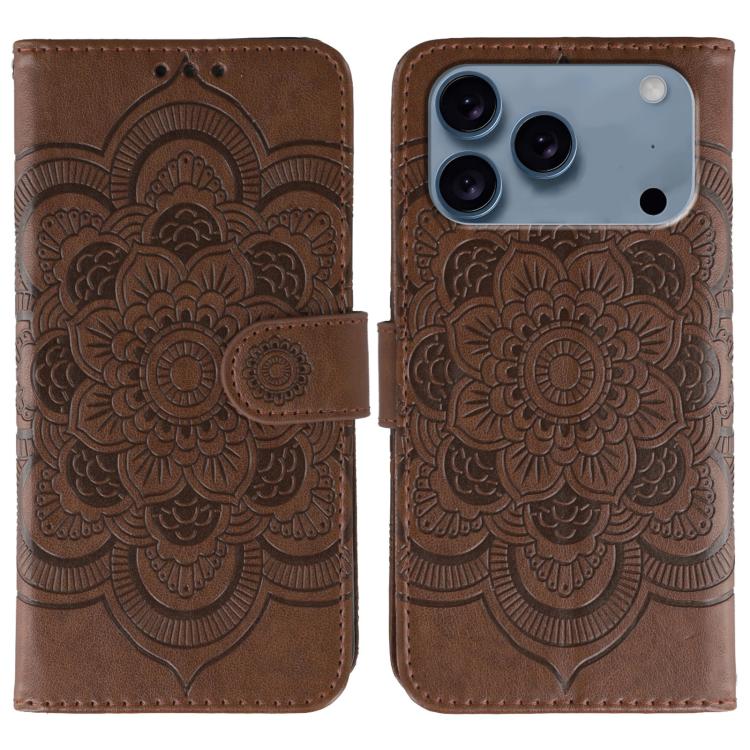 Sun Mandala Embossing Leather Phone Case, For iPhone 18 Pro / 17 Pro, For iPhone 18 Pro Max / 17 Pro Max, For iPhone 16e / 17e, For iPhone 17, For iPhone Air, For iPhone 15 Pro Max