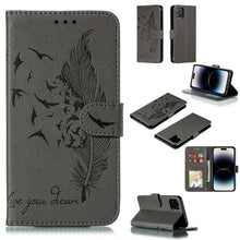 Load image into Gallery viewer, Feather Pattern Litchi Texture Leather Phone Case, For iPhone 17 Pro Max, For iPhone 17 Pro, For iPhone 17, For iPhone Air, For iPhone 15 Pro Max, For iPhone 15 Pro, For iPhone 15 Plus, For iPhone 15