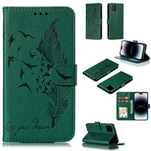 Load image into Gallery viewer, Feather Pattern Litchi Texture Leather Phone Case, For iPhone 17 Pro Max, For iPhone 17 Pro, For iPhone 17, For iPhone Air, For iPhone 15 Pro Max, For iPhone 15 Pro, For iPhone 15 Plus, For iPhone 15