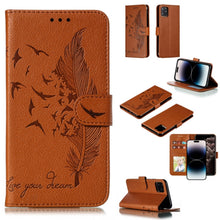 Load image into Gallery viewer, Feather Pattern Litchi Texture Leather Phone Case, For iPhone 17 Pro Max, For iPhone 17 Pro, For iPhone 17, For iPhone Air, For iPhone 15 Pro Max, For iPhone 15 Pro, For iPhone 15 Plus, For iPhone 15