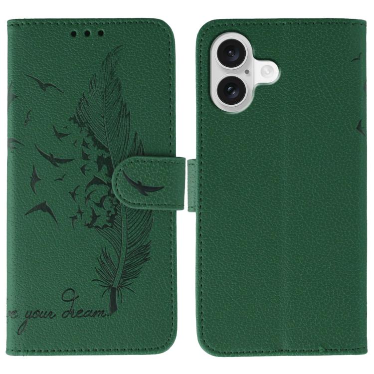 Feather Pattern Litchi Texture Leather Phone Case, For iPhone 18 Pro / 17 Pro, For iPhone 18 Pro Max / 17 Pro Max, For iPhone 17, For iPhone 17 Air, For iPhone 15 Pro Max, For iPhone 15 Pro, For iPhone 15 Plus, For iPhone 15