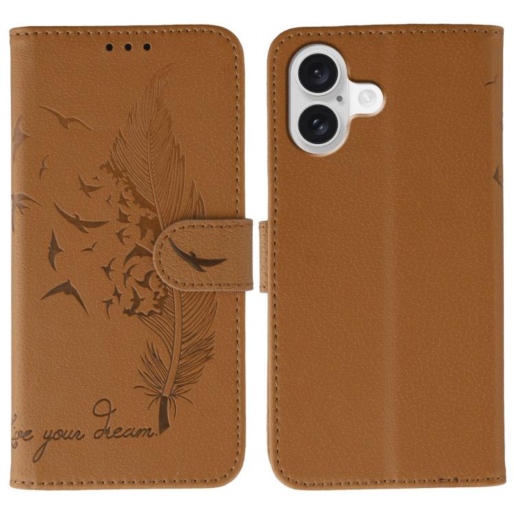 Feather Pattern Litchi Texture Leather Phone Case, For iPhone 18 Pro / 17 Pro, For iPhone 18 Pro Max / 17 Pro Max, For iPhone 17, For iPhone 17 Air, For iPhone 15 Pro Max, For iPhone 15 Pro, For iPhone 15 Plus, For iPhone 15