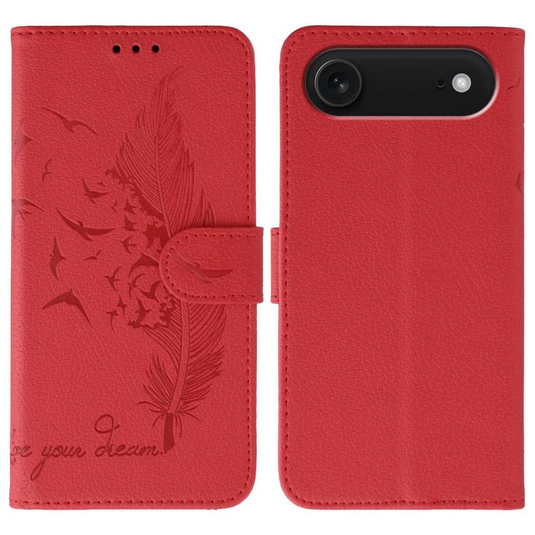 Feather Pattern Litchi Texture Leather Phone Case, For iPhone 18 Pro / 17 Pro, For iPhone 18 Pro Max / 17 Pro Max, For iPhone 17, For iPhone 17 Air, For iPhone 15 Pro Max, For iPhone 15 Pro, For iPhone 15 Plus, For iPhone 15