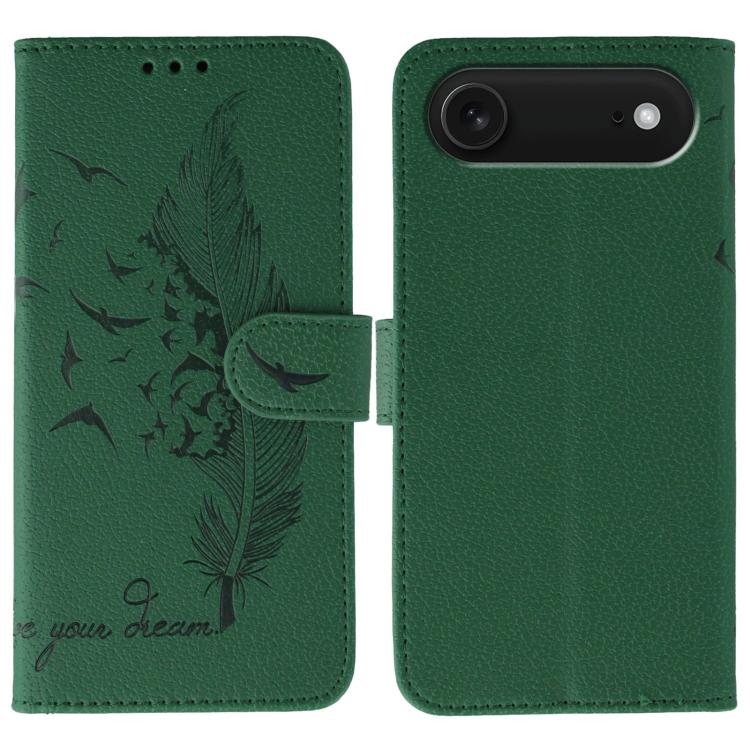 Feather Pattern Litchi Texture Leather Phone Case, For iPhone 18 Pro / 17 Pro, For iPhone 18 Pro Max / 17 Pro Max, For iPhone 17, For iPhone 17 Air, For iPhone 15 Pro Max, For iPhone 15 Pro, For iPhone 15 Plus, For iPhone 15