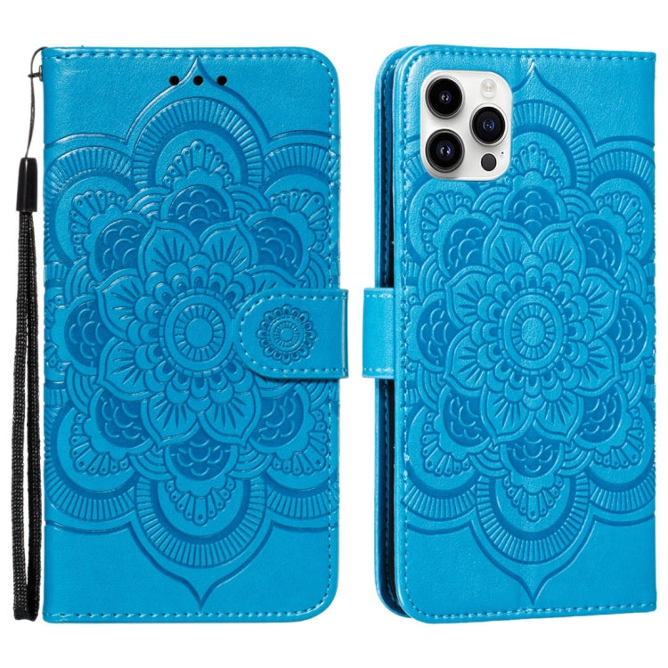 Mandala Embossing Pattern Horizontal Flip Leather Phone Case, For iPhone 16 Pro Max, For iPhone 16 Pro, For iPhone 16 Plus, For iPhone 16, For iPhone 15 Pro Max, For iPhone 15 Pro