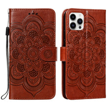 Load image into Gallery viewer, Mandala Embossing Pattern Horizontal Flip Leather Phone Case, For iPhone 16 Pro Max, For iPhone 16 Pro, For iPhone 16 Plus, For iPhone 16, For iPhone 15 Pro Max, For iPhone 15 Pro