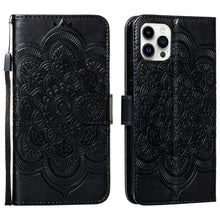 Load image into Gallery viewer, Mandala Embossing Pattern Horizontal Flip Leather Phone Case, For iPhone 16 Pro Max, For iPhone 16 Pro, For iPhone 16 Plus, For iPhone 16, For iPhone 15 Pro Max, For iPhone 15 Pro