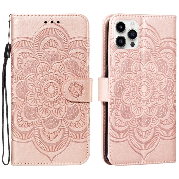 Mandala Embossing Pattern Horizontal Flip Leather Phone Case, For iPhone 16 Pro Max, For iPhone 16 Pro, For iPhone 16 Plus, For iPhone 16, For iPhone 15 Pro Max, For iPhone 15 Pro