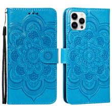 Load image into Gallery viewer, Mandala Embossing Pattern Horizontal Flip Leather Phone Case, For iPhone 16 Pro Max, For iPhone 16 Pro, For iPhone 16 Plus, For iPhone 16, For iPhone 15 Pro Max, For iPhone 15 Pro