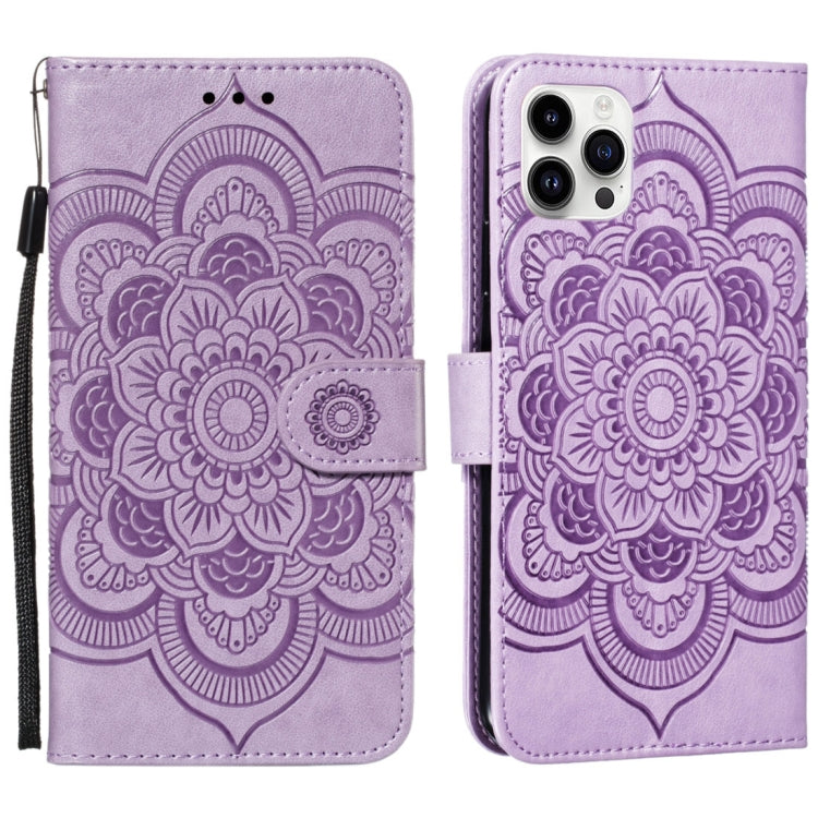Mandala Embossing Pattern Horizontal Flip Leather Phone Case, For iPhone 16 Pro Max, For iPhone 16 Pro, For iPhone 16 Plus, For iPhone 16, For iPhone 15 Pro Max, For iPhone 15 Pro