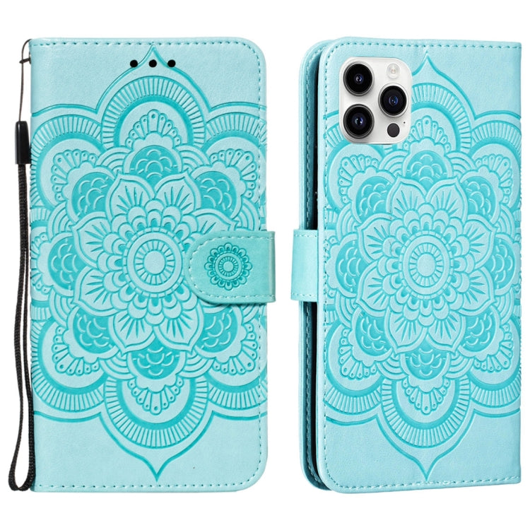 Mandala Embossing Pattern Horizontal Flip Leather Phone Case, For iPhone 16 Pro Max, For iPhone 16 Pro, For iPhone 16 Plus, For iPhone 16, For iPhone 15 Pro Max, For iPhone 15 Pro