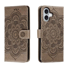 Load image into Gallery viewer, Mandala Embossing Pattern Horizontal Flip Leather Phone Case, For iPhone 16 Pro Max, For iPhone 16 Pro, For iPhone 16 Plus, For iPhone 16, For iPhone 15 Pro Max, For iPhone 15 Pro