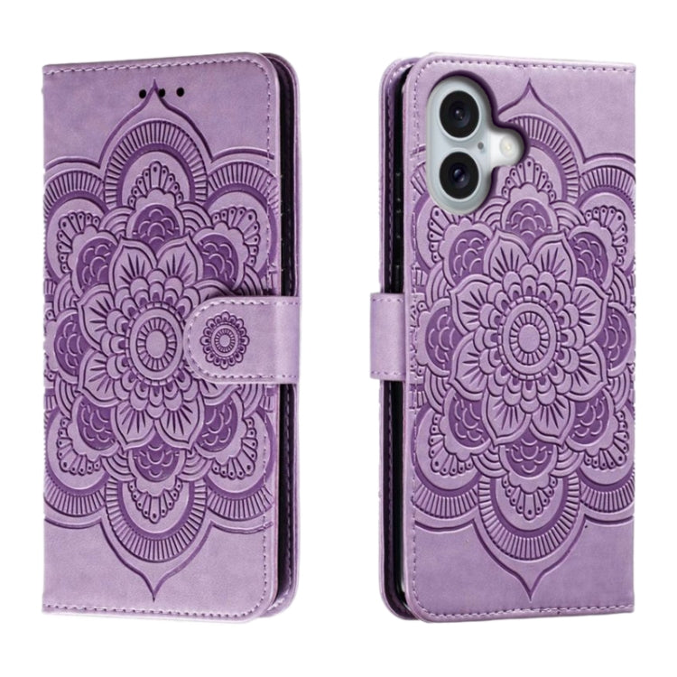 Mandala Embossing Pattern Horizontal Flip Leather Phone Case, For iPhone 16 Pro Max, For iPhone 16 Pro, For iPhone 16 Plus, For iPhone 16, For iPhone 15 Pro Max, For iPhone 15 Pro
